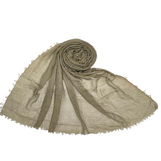 Plain stole in crinkled cotton fabric - Brown